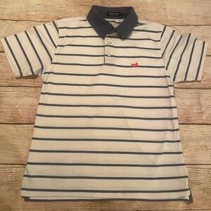 Southern Marsh Kids Polo - White and Blue Stripes